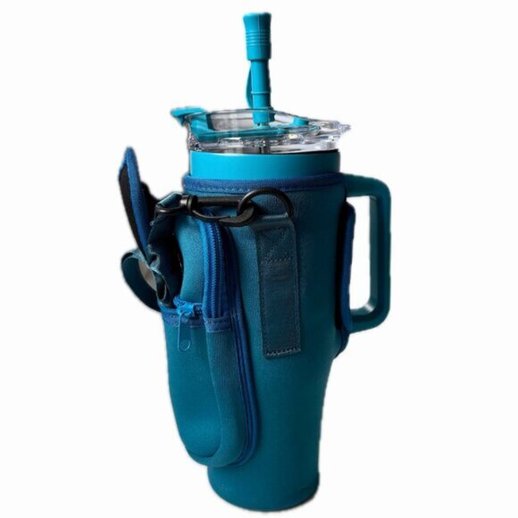 Crossbody Water Bottle Sling Carrier Neoprene Adjustable Strap Zip Pocket NEW - Picture 4 of 8